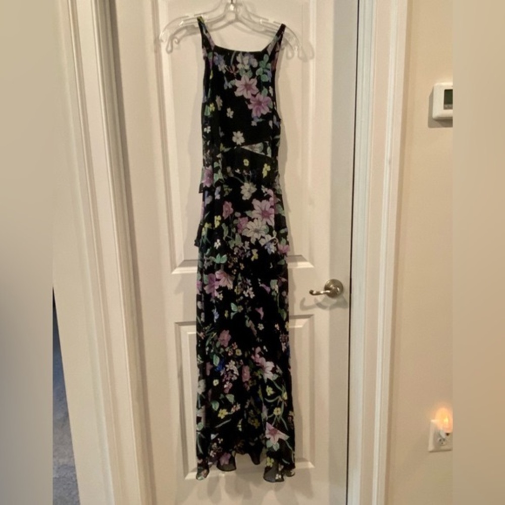Great Jones Navy Floral Ruffle Hem Maxi Dress Size 6